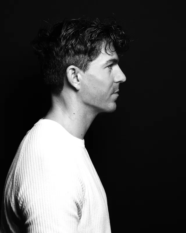 Model photographed side on — the profile view